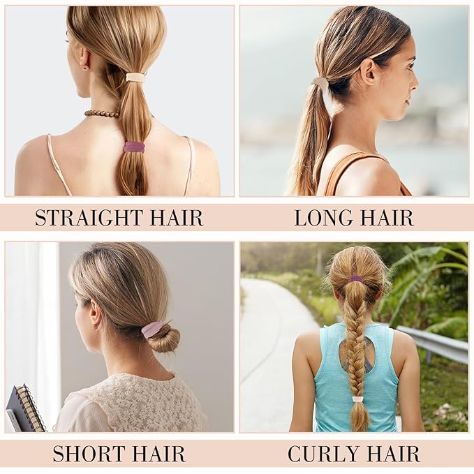 100PCS Hair Ties for Sports Yoga, Seamless Nylon Elastic Ponytail Holders for Thin/Thick Hair Stretchy Hair Bands Women Girls