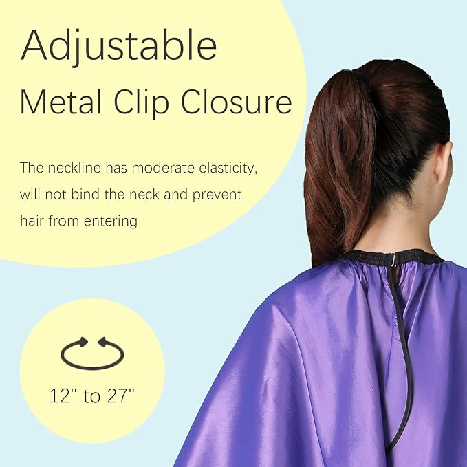 Barber Cape, Professional Hair Salon Cape with Adjustable Metal Clip, Shampoo Hair Cutting Cape for Barbers and Stylists - 55 x 63 inches (Purple)