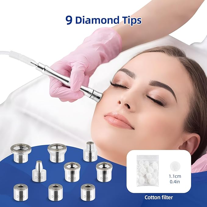 Diamond Dermabrasion Head, Microdermabrasion Accessories 9 Tips, Facial Replacements Dermabrasion Head Replacements Professional Microdermabrasion Tool