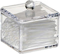 Stackable Square Acrylic Cotton Ball Holder Q-tip Holder Bathroom Swab Dispenser (Single pack)
