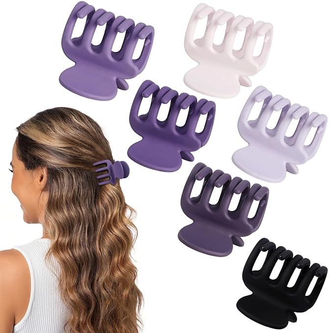 6 Pcs Hair Clips Small Claw Clips for Thin Hair Medium Matte Non-slip Hair Accessories for Women and Girls (Purple)