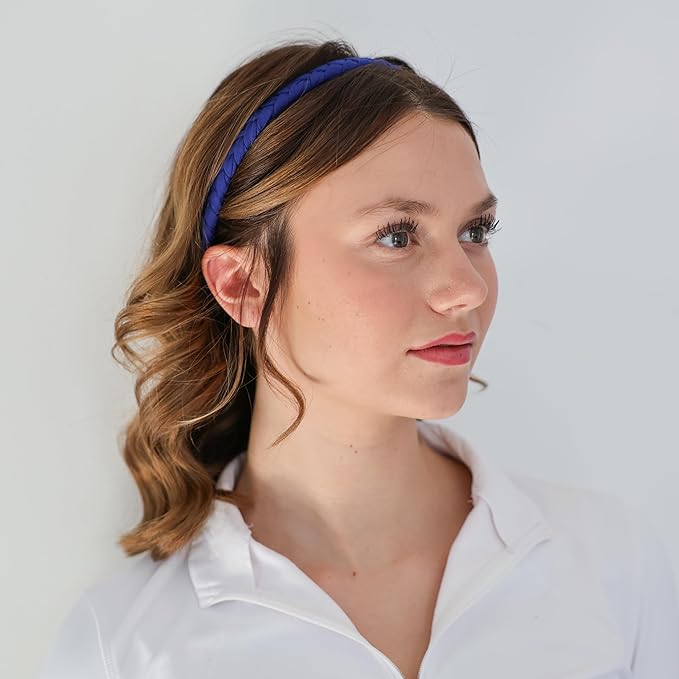 FROG SAC 4 Braided Headbands for Girls, Adjustable Braid Head Bands for Kids, Stretch Elastic Headband, Fabric Hairband Hair Accessories for Women, Easter Basket Fillers Stocking Stuffers (Solid)