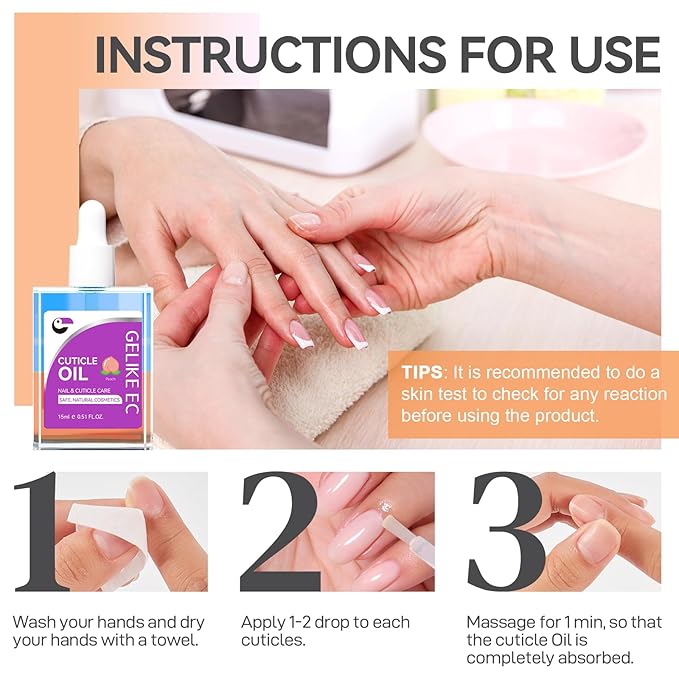 gelike ec Cuticle Repair Oil for Damaged Nails Peach Smells Nail Treatment for Growth and Strengthen - Growth Oil Quick Dry Nail Care Moisturize Weak Thin Salon and Home 15ML LARGE CAPACITY