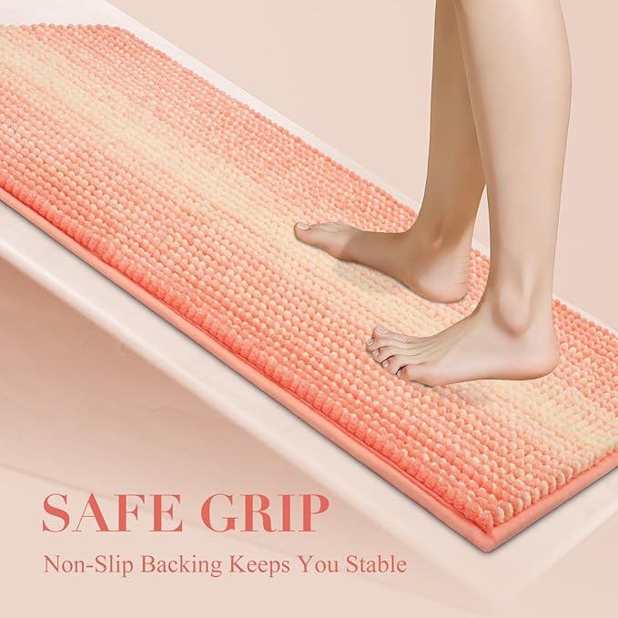 BSICPRO Bathroom Rugs, Bath Mat Rug for Bathroom Non Slip 20 x 32 Inches Water Absorbent Chenille Bath Floor Mats Machine Washable (Sweety Pink)
