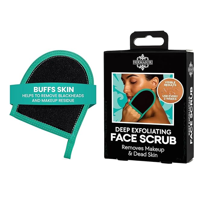 Dermasuri Deep Exfoliating Face Mitt - Scrubber, Dead and Dry Skin Remover for Men and Women - Exfoliator Gloves for Shower and Dry Use - ( 1 Pack)