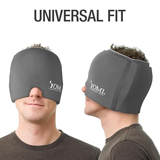 DMI Ultra Migraine Relief Cap | Natural Headache Relief | HSA & FSA Eligible | Migraine Mask and Headache Relief Hat | Gel Eye Mask | Ice Face Mask and Cold Cap for Migraines | Headache Ice Pack