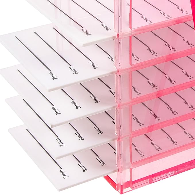 Cabilock 5-layer Acrylic False Eyelash Storage Box Large Lash Organizer Case for Travel and Makeup with Sturdy Lash Holder in Rose Red