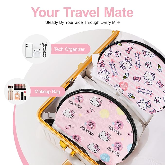 Vimanllie Travel 2PCS Cosmetic Bag Makeup Bags,Portable Toiletry Organizer,Storage Bags for Women,Cute Compact,Small Purse for Keys,Practical Storage Pouch for Girls