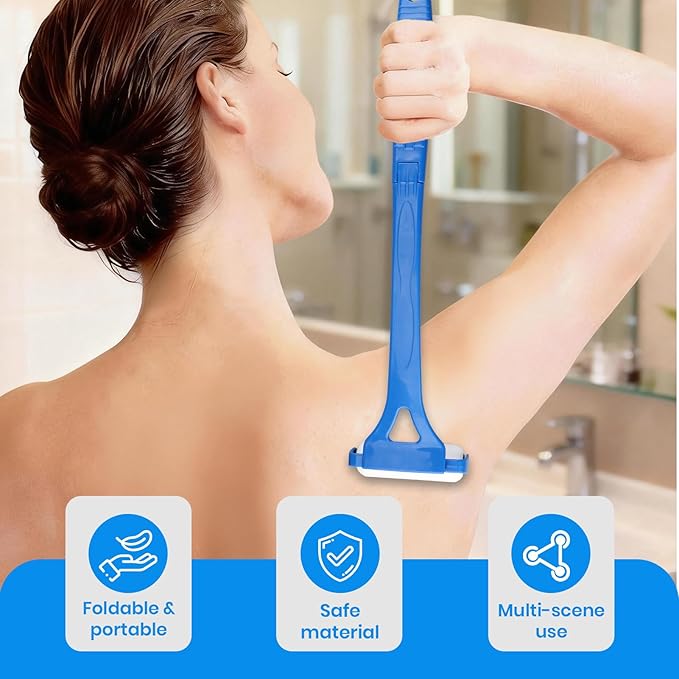 Back Lotion Applicator, Foldable Handle with 3 Reusable Foam Rollers, Back Tanning Applicator, Evenly Applies Moisturizer Cream Ointment to Hard-to-Reach Areas for Men & Women & Seniors