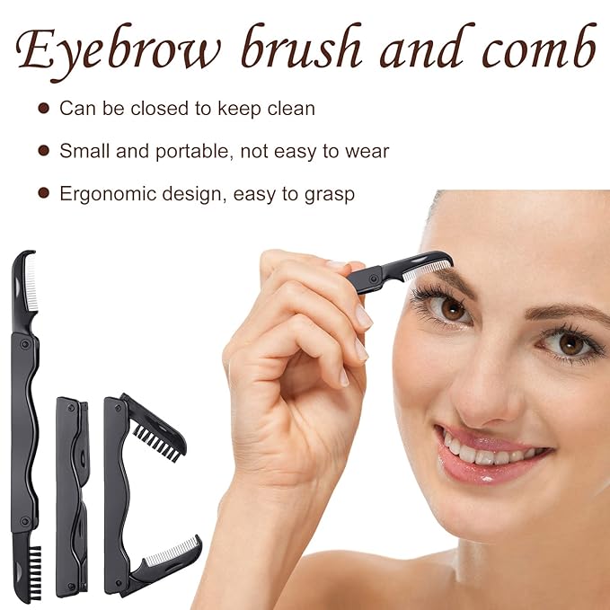 5 Pieces Eyelash Curler Set Include Eyelash Curlers with 10 Pieces Eyelash Curler Refill Pads Eyelash Comb Eyebrow Brush Eyelash Tweezers False Eyelashes Applicator Tool for Women (Rose Gold, Black)