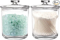 Youngever 2 Pack 15 Ounce Clear Plastic Apothecary Jars, Qtip Holder, Cotton Swab Holder, Bathroom Vanity Organizer for Cotton Balls, Cotton Swab, Qtips
