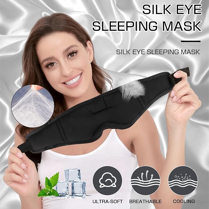LC-dolida Sleep Mask with Bluetooth Headphones, Sleep Headphones Bluetooth Sleep Mask Eye Mask Pressure Relief Night Sleeping Headphones for Side Sleepers Best Gift and Travel Essential