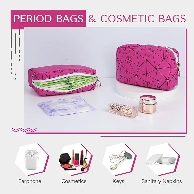 Tampon Holder for Purse, Leather Period Bag Sanitary Napkin Storage Bag for Girls Womens, Portable Feminine Emergency Pad Period Pouch(Rose red)