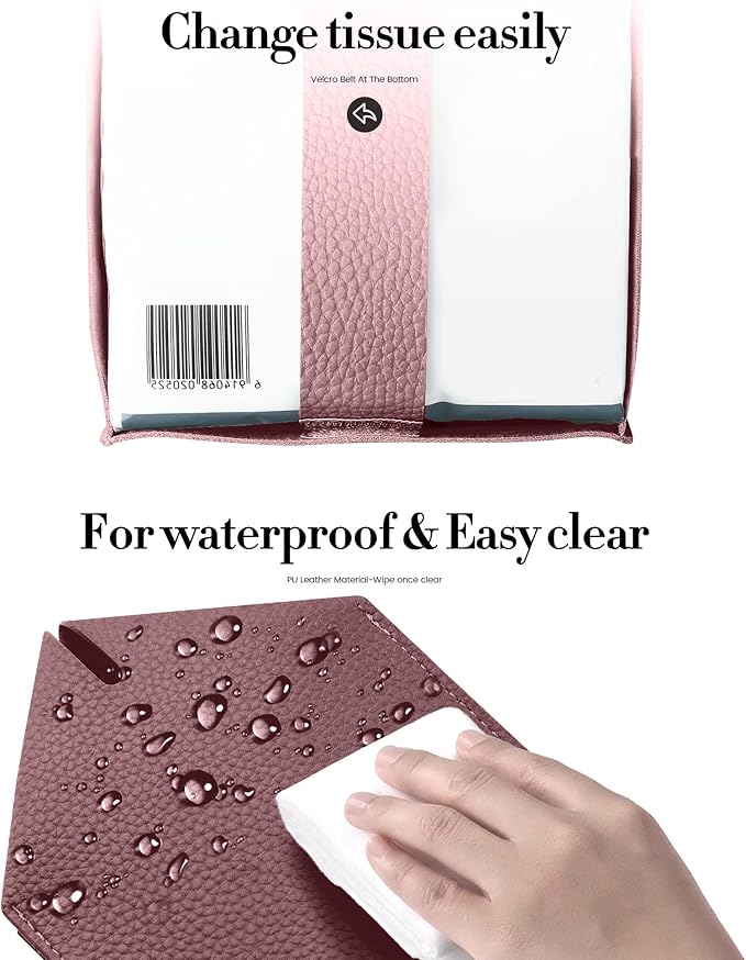 Tissue Box Cover, Jeethemy Square PU Leather Tissue Box Holder, Modern Tissue Case Facial Paper Organizer Dispenser，5X5X5'',Single Wine