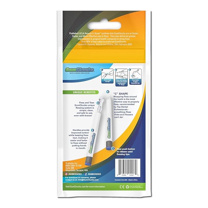 GumChucks Floss for Teeth - Flossing for Kids and Adults - Orthodontic Flossers for Braces - Dental Gum Floss Picks for All Ages (Flossing Tips Bundle - 90 Tips)