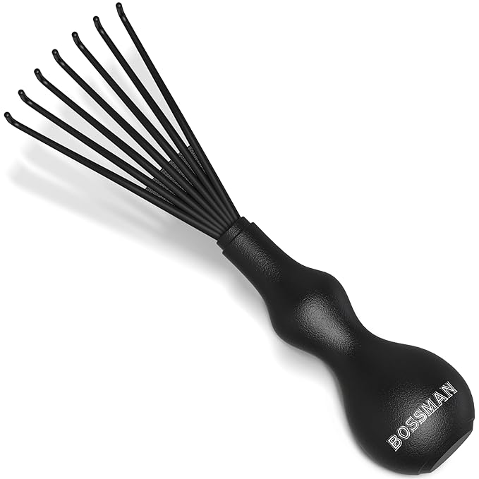Bossman THE CLAW Hair Brush Cleaner Tool (3-Inch) – Black Cleaning Rake for Boar Bristle, Wave & Plastic Brushes and Combs – Pet Brush Cleaner