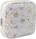 Small Quilted Cosmetic Pouch for Purse, Mini Cotton Makeup Bag with Compartments, Cute Zipper Lipstick Holder for Women (14Mixed Flowers)