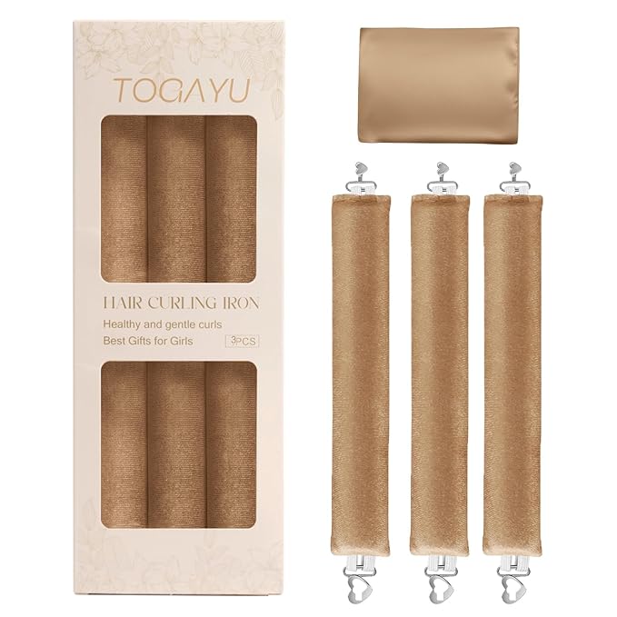 Heatless Curls Overnight Set - Jumbo Overnight Hair Curlers to Sleep In, Soft Velvet Hair Rollers for Women, No Damage Curls Styling Tools 3pcs