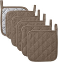 Kitchen Pot Holders Set Heat Resistant Pure Cotton Potholders Kit Trivets Large Coasters Hot Pads Terry Pot Holders for Everyday Cooking and Baking by 7 x 7 Inch Set of 6 (Brown)