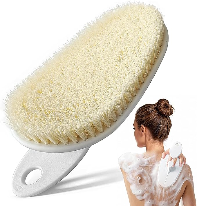 Extra-Large Body Bath Brush with Ergonomic Curved Design,Soft-Medium Bristles for Gentle Exfoliation & Full-Body Cleansing,Comfortable Short Handle Shower Brush for Men & Women