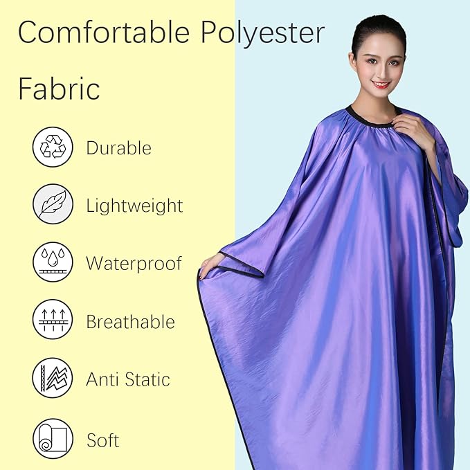 Barber Cape, Professional Hair Salon Cape with Adjustable Metal Clip, Shampoo Hair Cutting Cape for Barbers and Stylists - 55 x 63 inches (Purple)