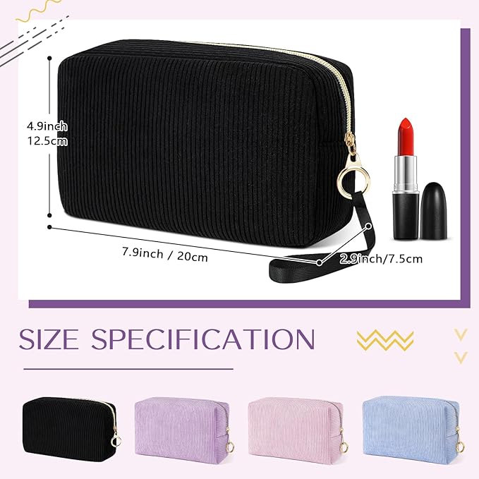 Tampon Holder for Purse, Corduroy Period Bag Sanitary Napkin Storage Bag for Girls Womens, Portable Feminine Emergency Pad Period Pouch(Black)