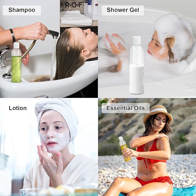20 Pack 8 oz Clear Plastic Bottles with White Disc Caps Refillable Empty Squeeze Containers Cosmetic Bottles for Toiletries Conditioner Shampoo Lotions Gels