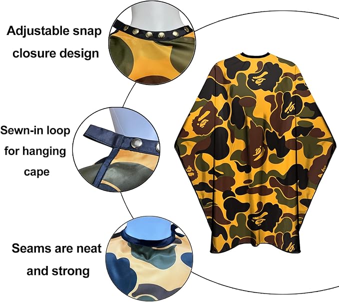 Barber Cape for Men Professional Hair Cutting Salon Cape with Snaps Waterproof Hairdressing Styling Cape- 63”× 56”