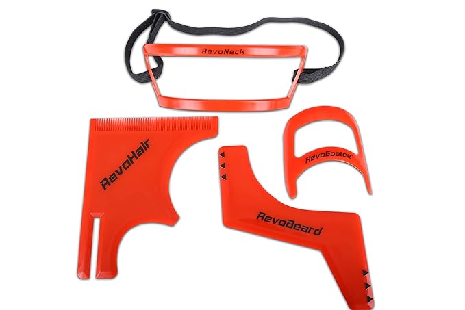 Revo Haircut Kit - Beard, Hair, Goatee, and Neckline Shaving Template Guide - Perfect Hairline Lineup and Beard Shaping Tool - Hair Cutting and Grooming Kit - Barber Supplies