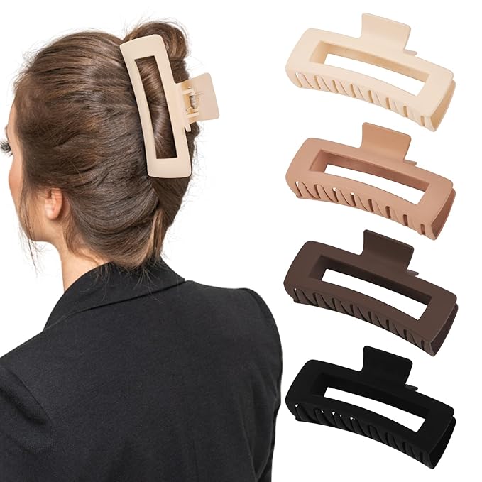 Extra Large Oversized Jumbo Claw Clips for Thick Hair - 4 Pack XL Non-slip Hair Accessories for Women and Girls