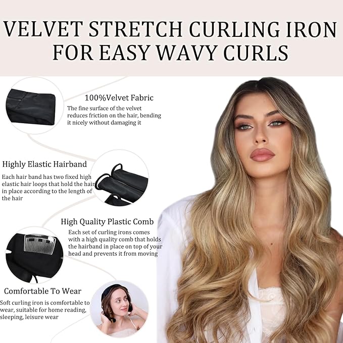 Heatless Curlers Overnight,Velvet No Heat Hair Curlers to Sleep in,Heatless Curls for Long Hair
