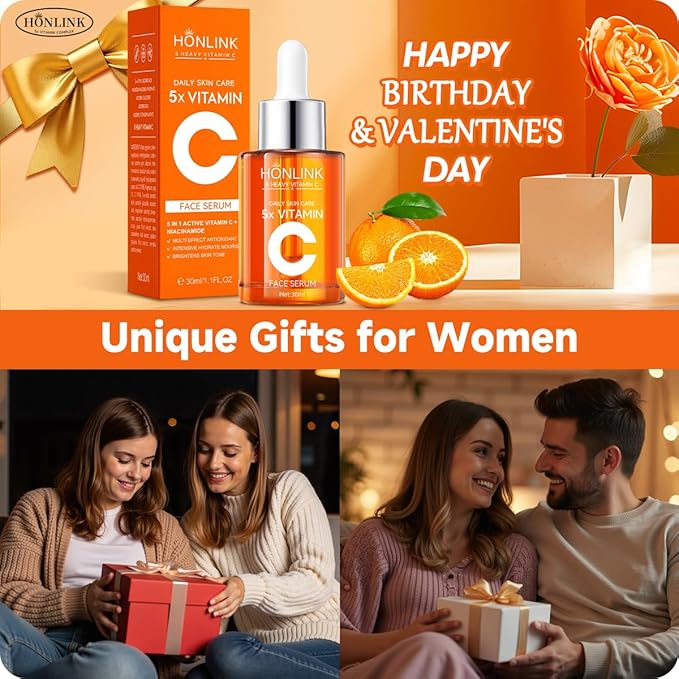 Premium 5X Vitamin C Face Serum 30ml - Vitamin C Serum with Niacinamide, Hyaluronic Acid & Collagen, Hydrating & Firming Essence for Glowing Skin and Even Tone
