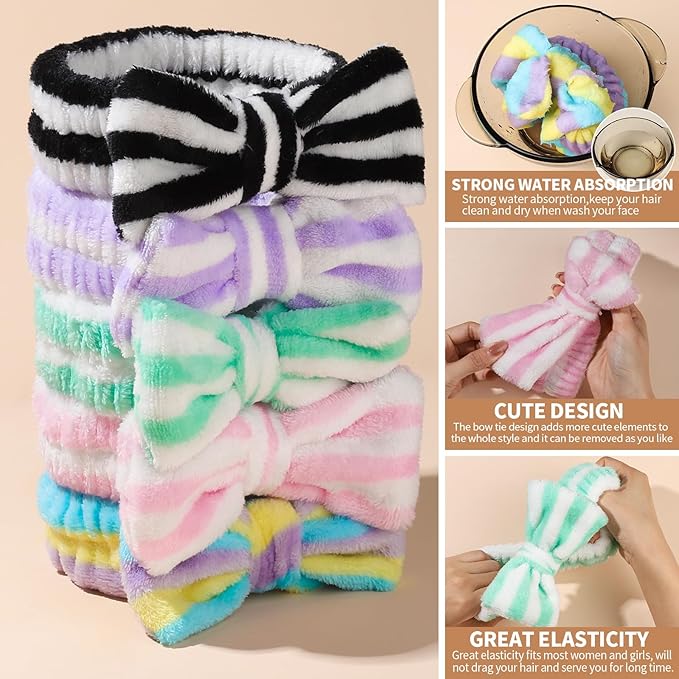 Teenitor Makeup Headband, Spa Headband For Girls, Bow Headbands, Fuzzy Headbands for Washing Face, Skincare