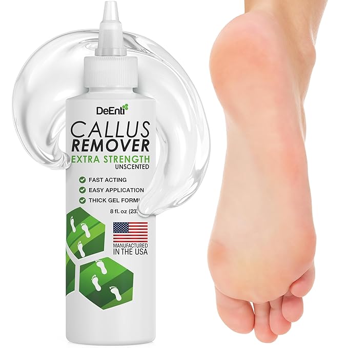 DeEnti Callus Remover for Feet, Extra Strength Foot Callus Remover Gel, 8oz Salon Grade Home Pedicure Supplies for Dry Skin, Cracked Heel, Professional Strength Foot Care, Unscented