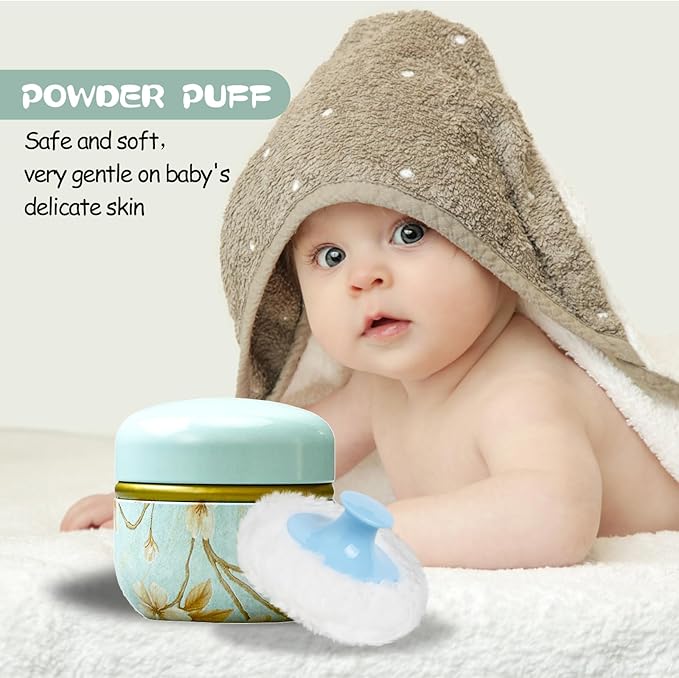 WEMEGA Body Powder Case with Powder Puff Powder Container Tea Box for Baby and Women Powder Puff and Powder Case for Travel (Vibrant)