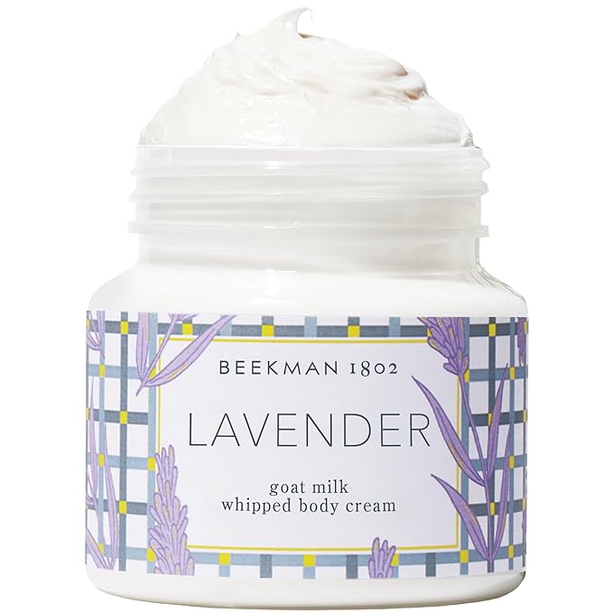 Beekman 1802 Whipped Body Cream – Rich Body Butter & Moisturizing Body Cream, Goat Milk Lotion, Shea Butter & Vitamin E, Hydrating Body Moisturizer for Dry Skin - Lavender 8 oz