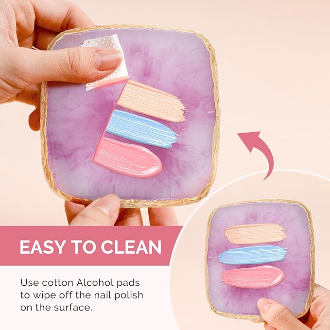 MelodySusie 1PC Square Shape Resin Nail Art Palette, Professional Color Mixing Board for Gel Polish, Acrylics, Pigment Blending, Salon and DIY Makeup Artist Tool, Purple