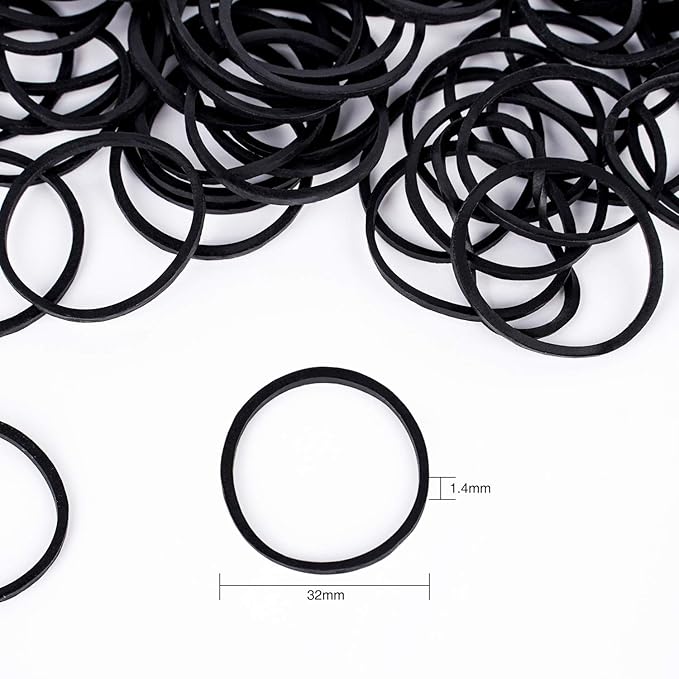 HOYOLS 1 1/4 Inches Large Elastics Rubber Bands for Black Hair Ties Braiding Ponytail Holders Plastic Rubberbands for Women Girls Hair Crafts Office Supplier No Damage 330pcs (L) Latex-Free
