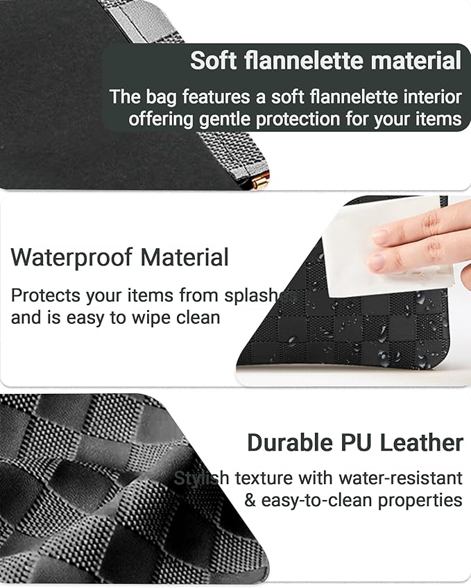 2 PC Small Makeup Bag for Purse, Lipstick Holder & Purse Organizer Pouches, Waterproof Faux Leather Cosmetic Bag, Slim Travel Makeup Pouch for Women Daily & Travel Essentials