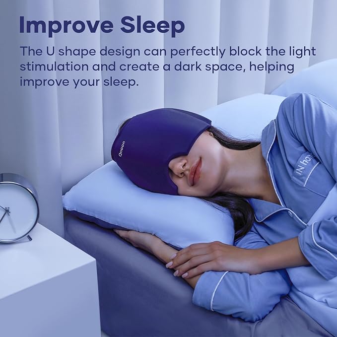 Migraine Relief Cap, Headache Relief Cap Mask Products, Cooling Odorless Gel Ice Head Wrap for Tension, Stress,Hangover & Puffy Eyes