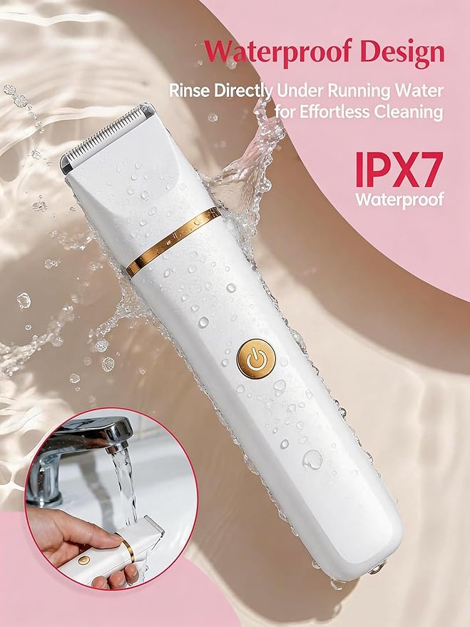 Bikini Trimmer for Women Men,3-in-1 Electric Razors Pubic Hair for Women Men,Private Area and Bikini Line,IPX7 Waterproof Replaceable Shaver Head & Nose Hair Trimmer for Travel（White）
