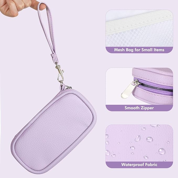 Portable Tampon Storage Bag,Tampon Holder for Purse, Small Organizer Bag with Handle, PU Period Pouch, Small Case for Feminine Products with Zipper Period Bags for Women
