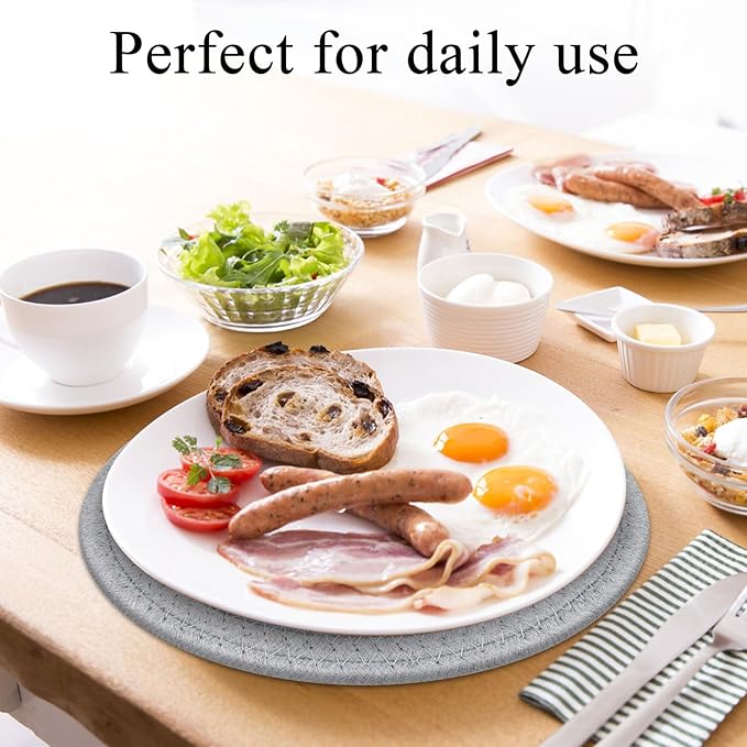 SHACOS 8 Inches Trivets for Hot Dishes, 4 Pieces Cotton Trivets Mats for Kitchen, Hot Pads for Countertops and Table, Heat-Resistant Pot Holders for Hot Pots and Pans(Gray, 4pcs)