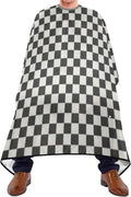 Hair Cutting Cape, Checkered Black White Waterproof Salon Barber Apron Cape with Adjustable Neck, Beard Shaving Bib for Men Women Kids, 55x65 Inch