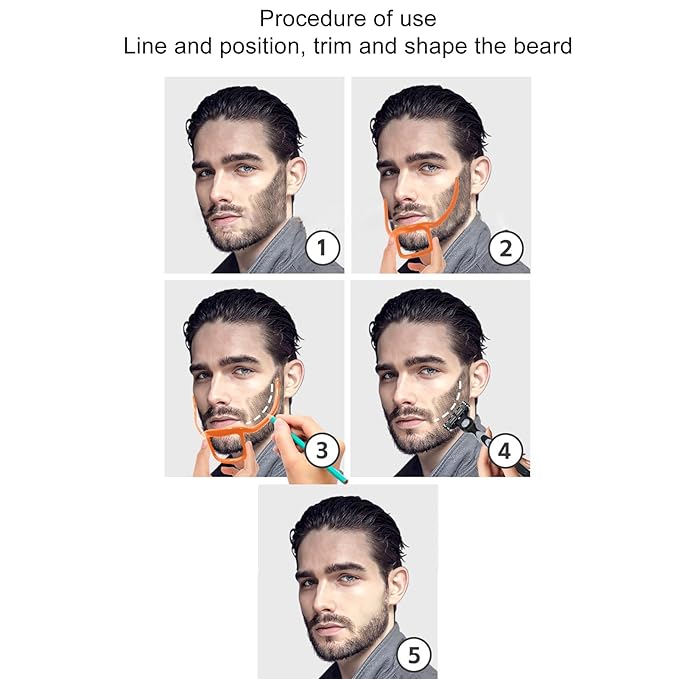 Tyenaza Beard Shaper, Hair Grooming Versatile Portable Shaping Tool Face Hair Styling Template for Men (Orange)