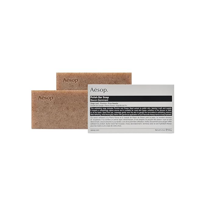 Aesop Polish Bar Soap | Exfoliating Body Cleansing Bar with Pumice & Botanical Oils | Gently Polishes Skin – Non-Drying | 5.2 oz (Pack of 2)