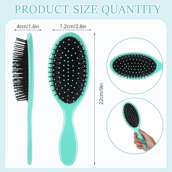 Nuenen 6 Pcs Wet Detangler Hair Brush Travel Dry Hair Brushes Detangling Hairbrush with Soft Bristles for Women Men Girls Boys (Green)