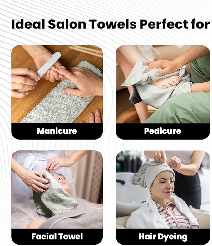 Avalon Towels Salon Towel - Silver Hand Towels Bulk Pack of 24 - 100% Cotton Absorbent Spa, Facial & Gym Towel for Working Out - 16x27 Inches (Not Bleach Proof)