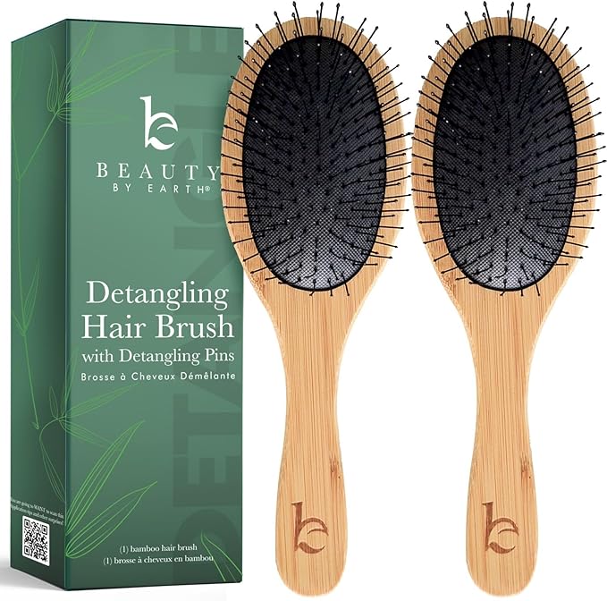 Detangler Bamboo Detangling Hair Brush - For Women, Men, and Kids, Wet or Dry Use With Hair Products