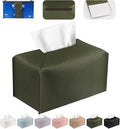 Tissue Box Cover PU Leather Tissue Holder Rectangle Facial Tissue Case Tissue Box Organizer Dispenser for Bathroom, Kitchen, Home, Office, Tabletop (OliveGreen, Tall)
